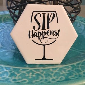 Wine drink coaster “Sip Happens”